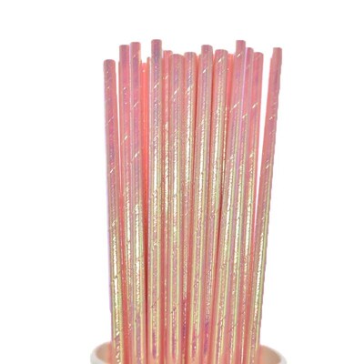 Iridescent Disposable Drinking Party Paper Straws Biodegrada