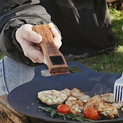 Outdoor Grill Pan Handle Anti-scalding Solid Wood Handle