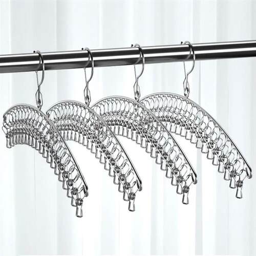 10 Clips Windproof Clothes Drying Hanger Clothing Rack Stain