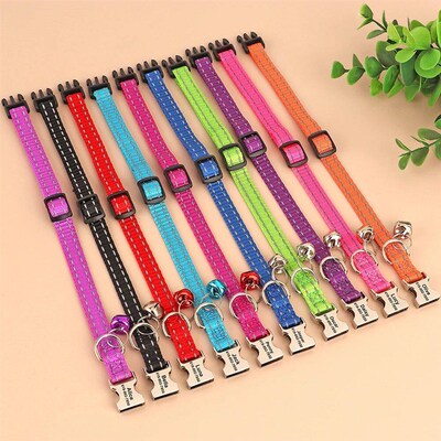 Personalized Cat Collar Reflective Nylon Dog Cats ID Collars