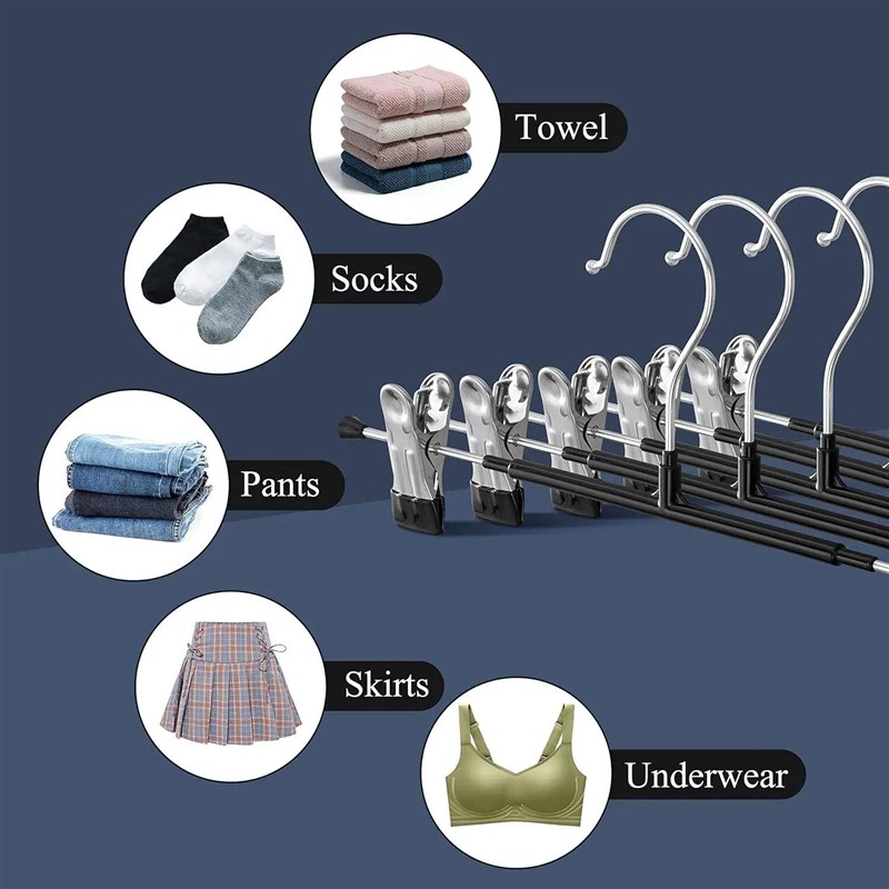 Pants Hangers with Clips 20 Pack Adjustable Skirt Hangers fo图片