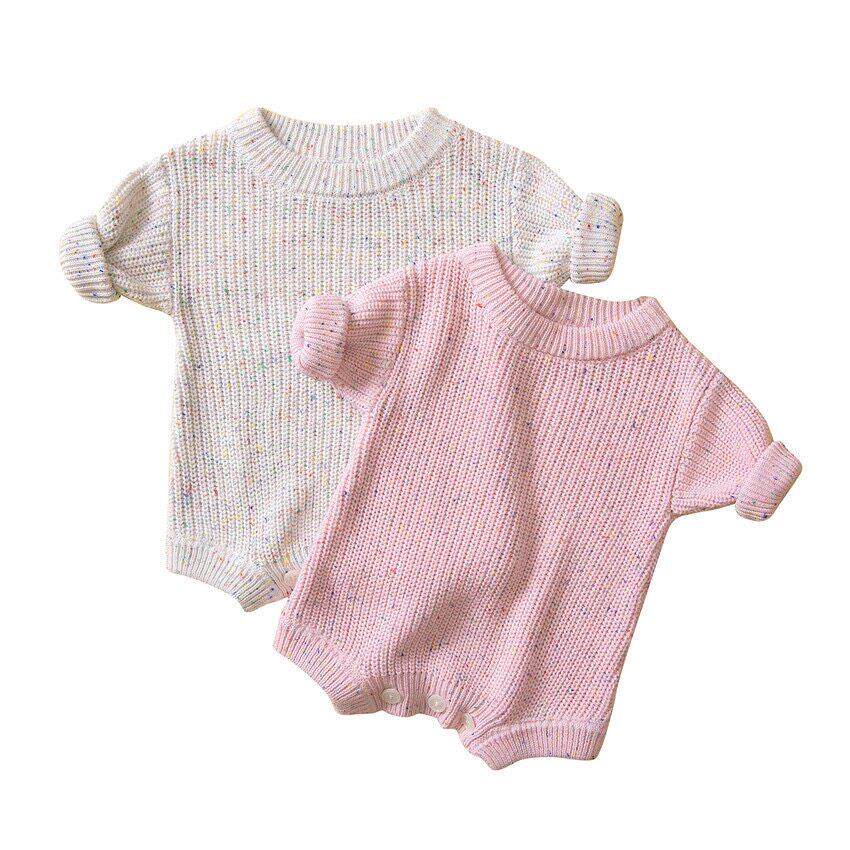 0-2Yrs Newborn Girls Knitted Romper Long Sleeve Jumpsuits In