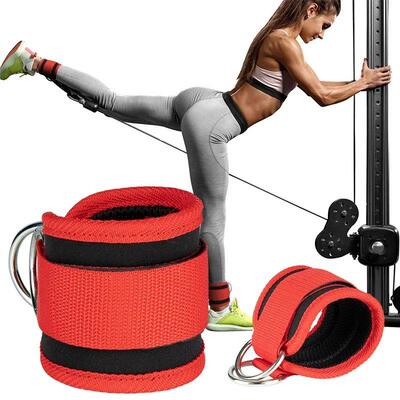 Gym Ankle Straps Double D-Ring Adjustable Neoprene Padded Cu