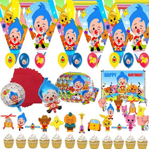 Plim Plim Balloons Cartoon Red Blue Tableware Plate Cups Hap