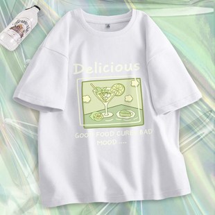 ndy Women Short Sleeve T-Shirts Casual Round Neck Printed Lo