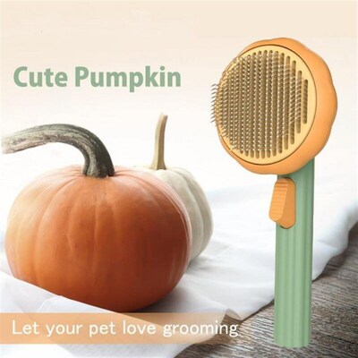Pumpkin Pet Brush, Self Cleaning Slicker Brush For Shedding