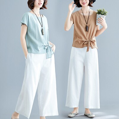 Loose Casual White blouse Shirts Women Tops Cotton Linen Shi
