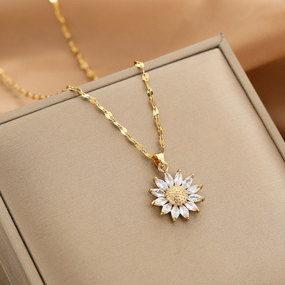 Gold Necklace for Women Zircon Jewelry Pendant Necklace Tita