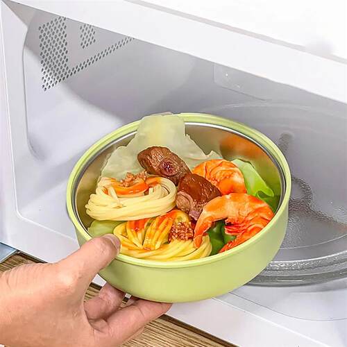 Portable Round 304 Stainless Steel Lunch Box With Rope Micro