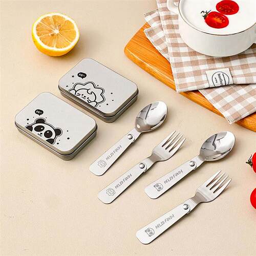 3Pcs/Set Portable Foldable Dinnerware Set 304 Stainless Stee
