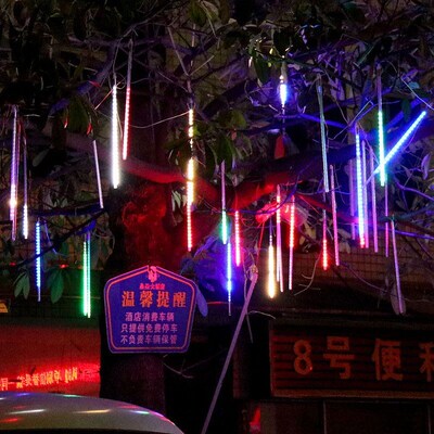跨境Meteor shower LED lights colorful lights flashing lights