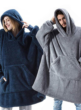 Winter Hooded Sweater Blanket Women Oversized Fleece Blanket