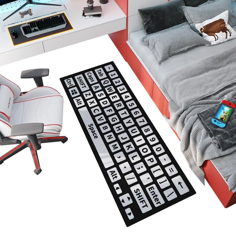 大江床边毯卧室地毯黑白键盘造型竞技游戏房客厅沙发长条茶几地垫,居家布艺,床边毯,淘宝优惠券,粉丝福利购,淘宝优惠卷