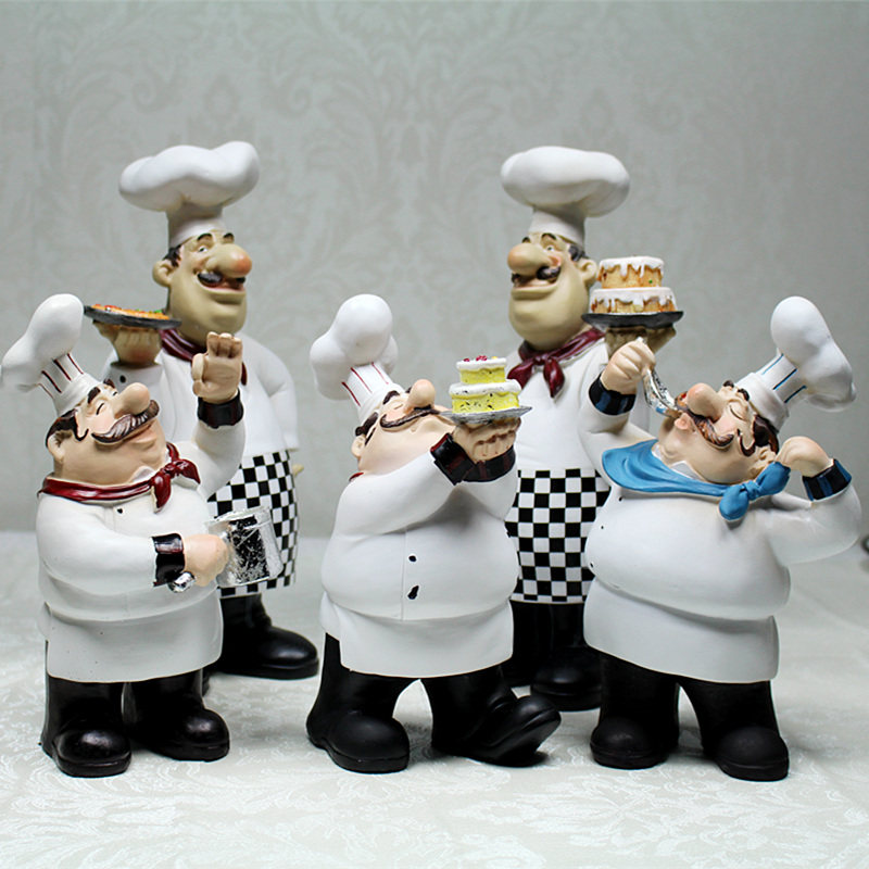 欧式复古创意厨师摆件餐厅咖啡馆家居客厅酒柜装饰品树脂人物摆设,家居饰品,装饰摆件,淘宝优惠券,粉丝福利购,淘宝优惠卷