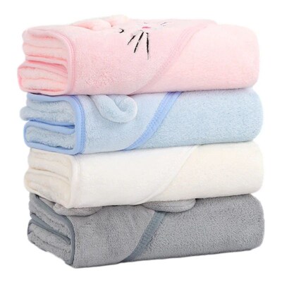 Cartoon Animal Baby Bath Towels Soft Newborn Hooded Towel Bl
