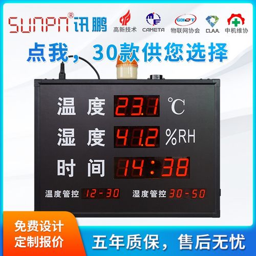 车间仓库温湿度时间工业led显示屏电子看板RS85通讯屏超范围报警