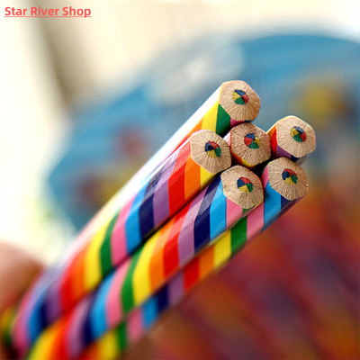 4pcs/pack Kawaii 4 Color Concentric Rainbow Pencil Crayons C