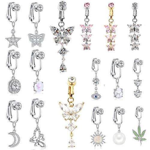 Faux Fake Belly Butterfly Fake Belly Piercing Heart Clip On