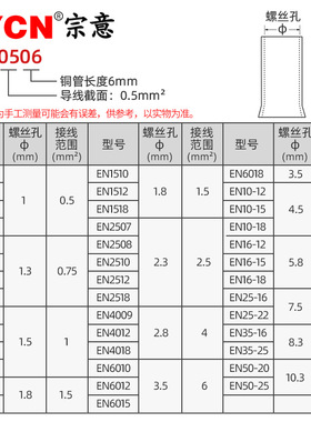 EN管型裸端头 EN08/18/08冷压接线端子紫铜镀银铜管铜鼻子