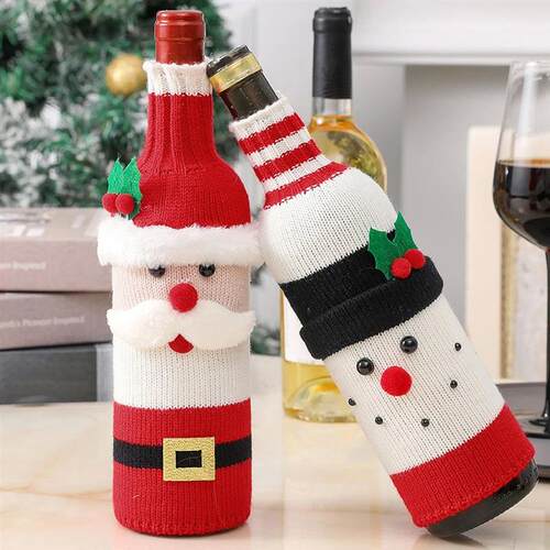 Christmas Cute Wine Bottle Cover Santa Snowman elk Woven Win