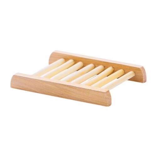 Bamboo Wood Bathroom Shower Soap Tray Dish Storage Holder Ba