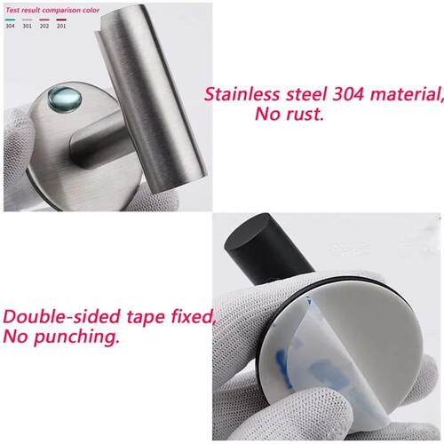 1/2PCS Adhesive Wall Hook Stainless Steel Robe Sticker Hooks