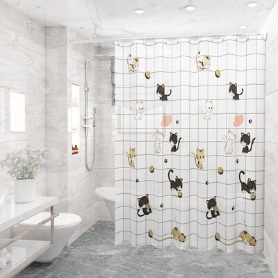 The bathroom shower curtain checkered PEVA Environmental
