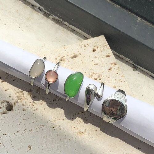 HZ 2023 New Korea 5pcs/set Colorful Stone Rhinestone Metal C
