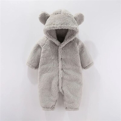 0-12M Newborn Baby Rompers Autumn Winter Warm Fleece Baby Bo