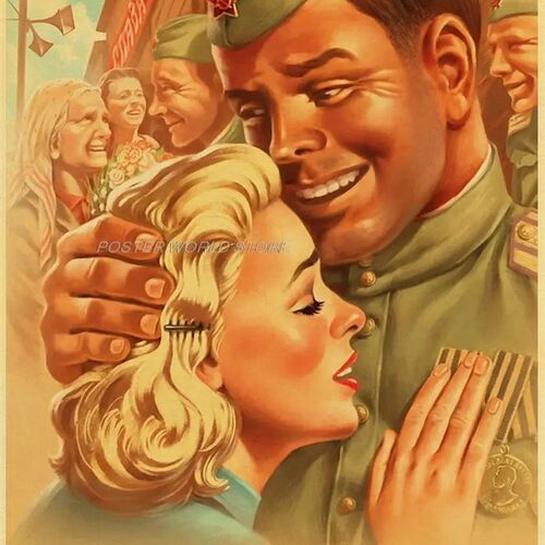 NEW! Vintage Kraft Poster Russian Shabby Chic Pin Up Girl r