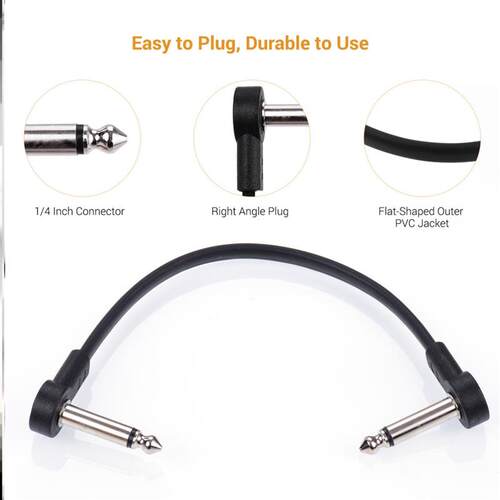 24 AWG Anti-Noise Guitar  Pedal Flat Patch Cable 6 In