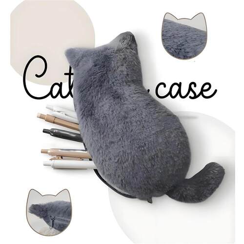 Kawaii Plush cat shaped pen bag with soft touch cute lightwe