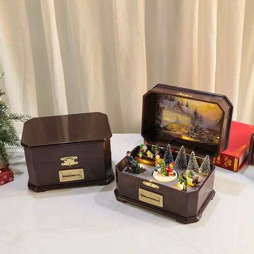 Christmas Music Box Christmas Decorations Will Rotate Light-