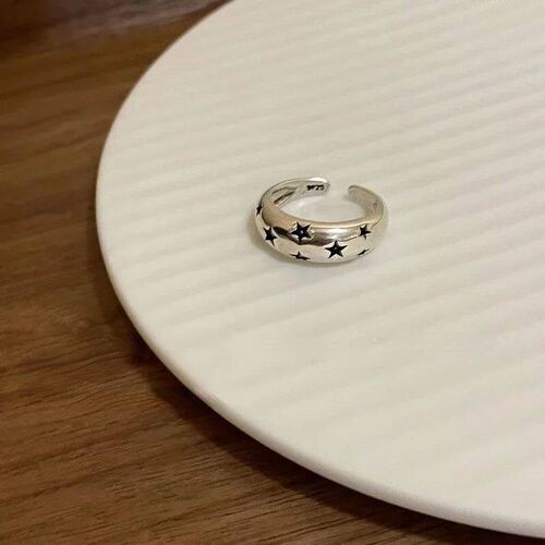 Pentagram Geometric Star Ring for Women Adjustable Finger
