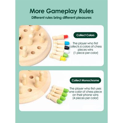 1Set Wooden Chessboard Color Memory Chess Game Memory Concen