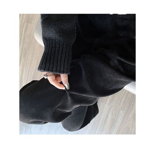 Womens Fleece Wide Leg Pants Winter High Waist Long Pants L