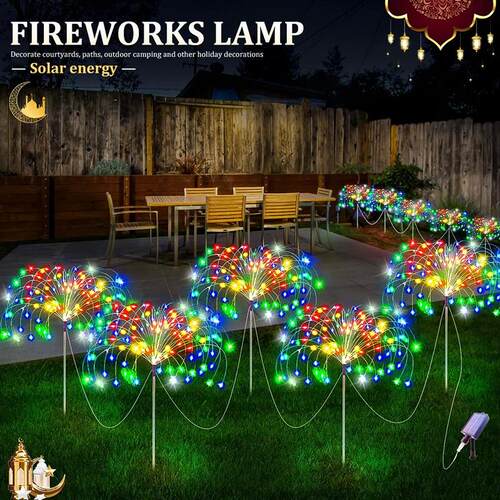 5Pcs 400LEDS Solar Power Fireworks Light Outdoor Solar Light