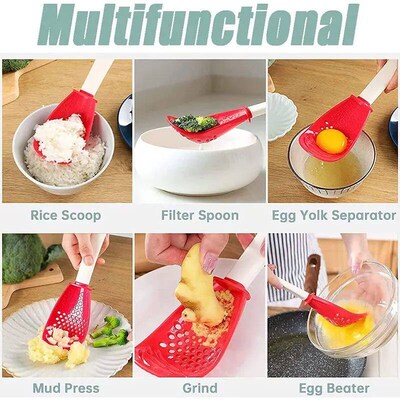 Multifunctional Cooking Spoon Kitchen Strainer Scoop to Cut