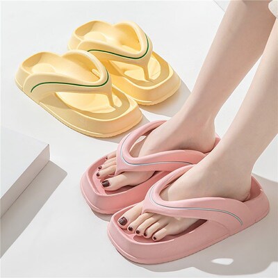 Thick Sole Wedges Flip Flops For Women 2023 Summer Clip Toe