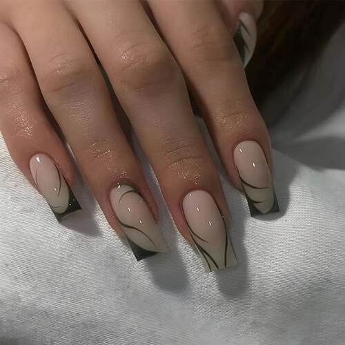 24pcs Long Ballet Fake Nails French Gradient False Nail Wate