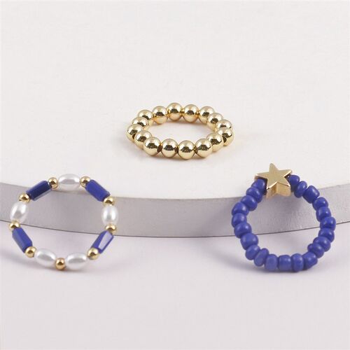 Cute Imitation Pearl Acrylic Beads Ring Set For Women Minima