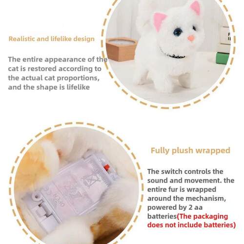 ??Electric Plush Cat Toy Walking Barking Moving Machine Si