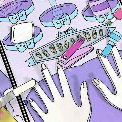 Cartoon Barber Shop Nail Shop Quiet Book Girls Handmade DIY