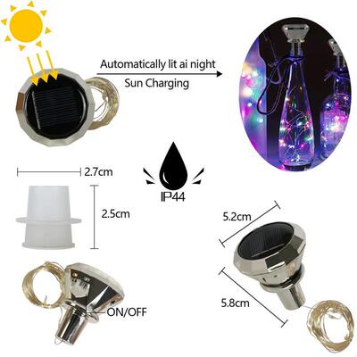 Updated Solar Wine Bottle Lights 2M 20 LED Copper Wire Fairy