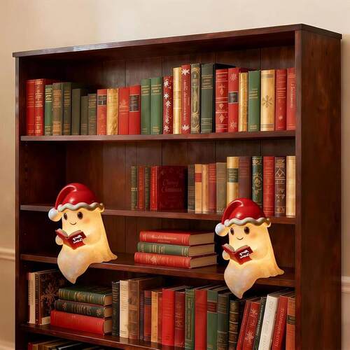 Cute Ghost Reading Book Lamp Ornament Book Lovers Halloween