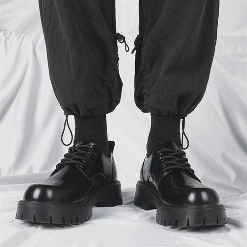 Men Korea Leather Platform Oxfords Slip On Thick Tottom For