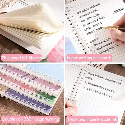 A5 Oil Painting Cover Coil Lined Notebook Set 1/2 Random Cut