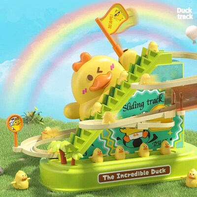 Kids Electric Duck Climbing Stairs Toys Audible Light Little