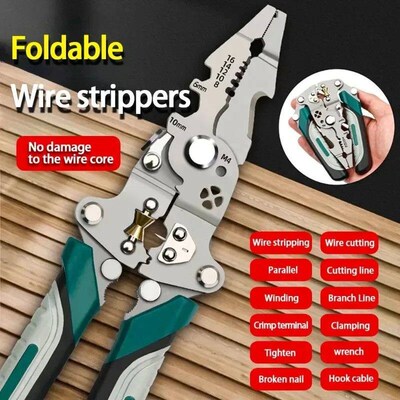 Foldable wire stripper, pulley design multi-function electri