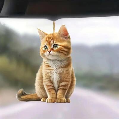 Cute Cat Pendant Hanging Ornament Realistic Animal Rearview